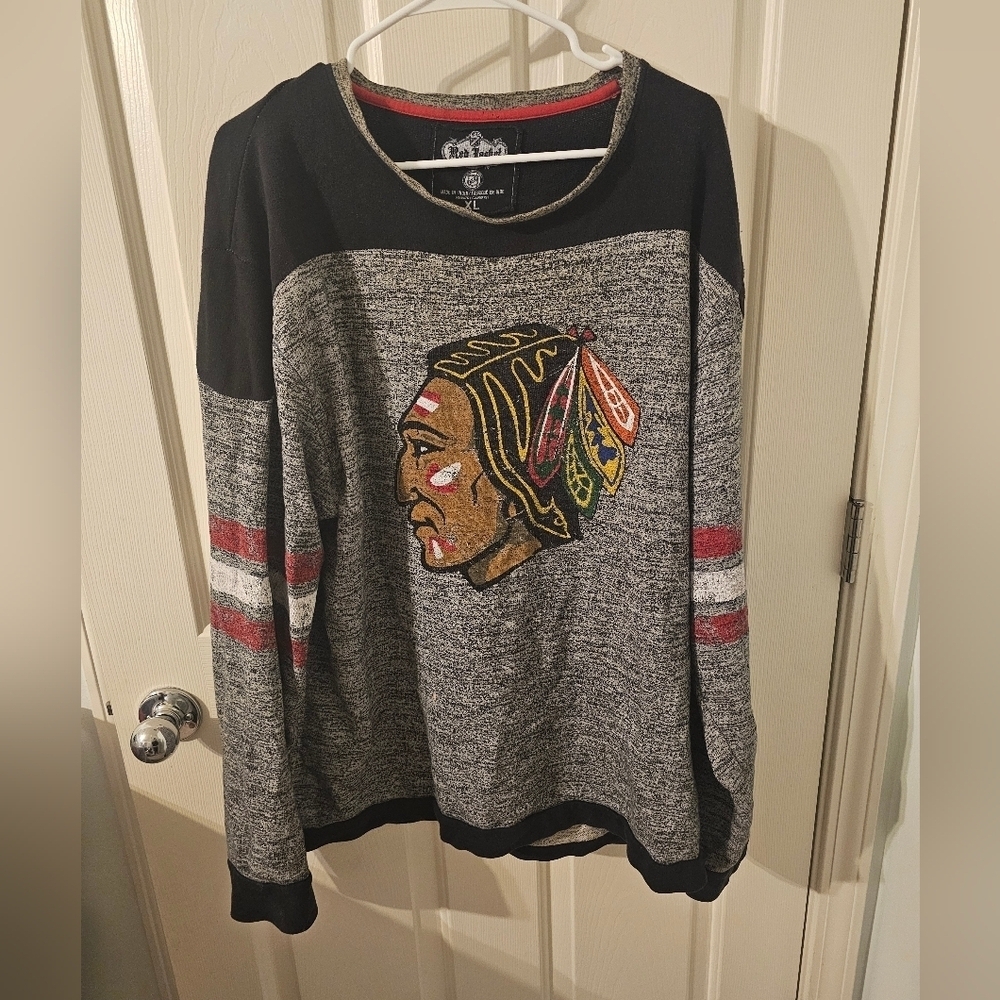 Retro Chicago Blackhawks NHL Red Jacket  Sweatshirt Men's Size XL